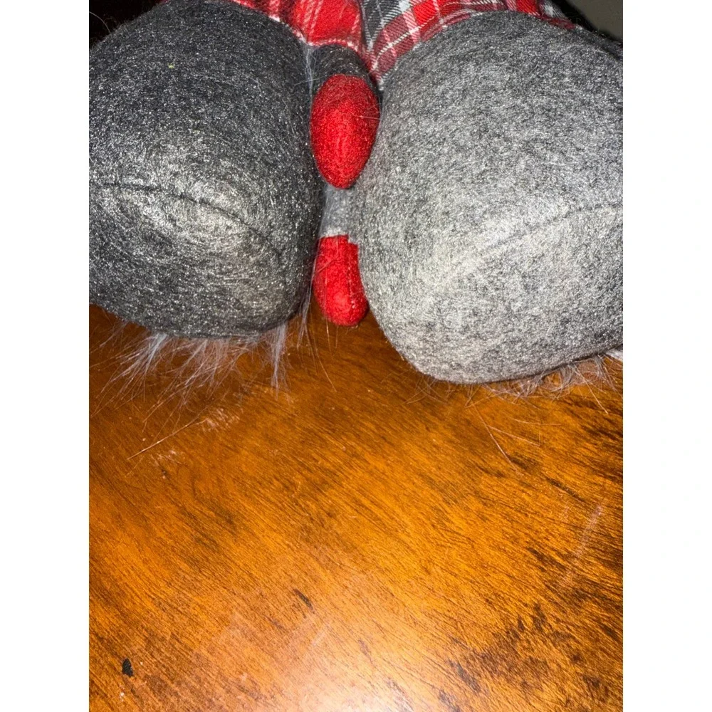 Christmas Gnomes Set of 2 Red Grey Plaid Holiday Decor Plush Figurines Nordic
